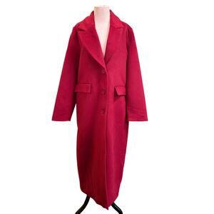 Boston Proper Maxi Dress Coat Tailored Long Dark Red Overcoat Size M